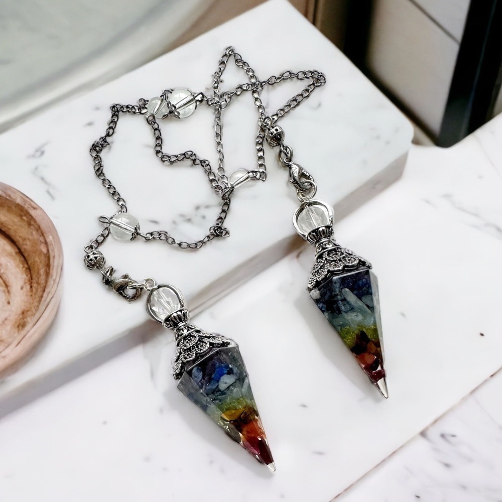 BEAUTIFUL 7 Stone Chakra Pendulums